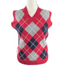VTG NWT J.Crew Factory Argyle Lambs Wool Preppy Golf Vest (SZ L) Gift Ready!